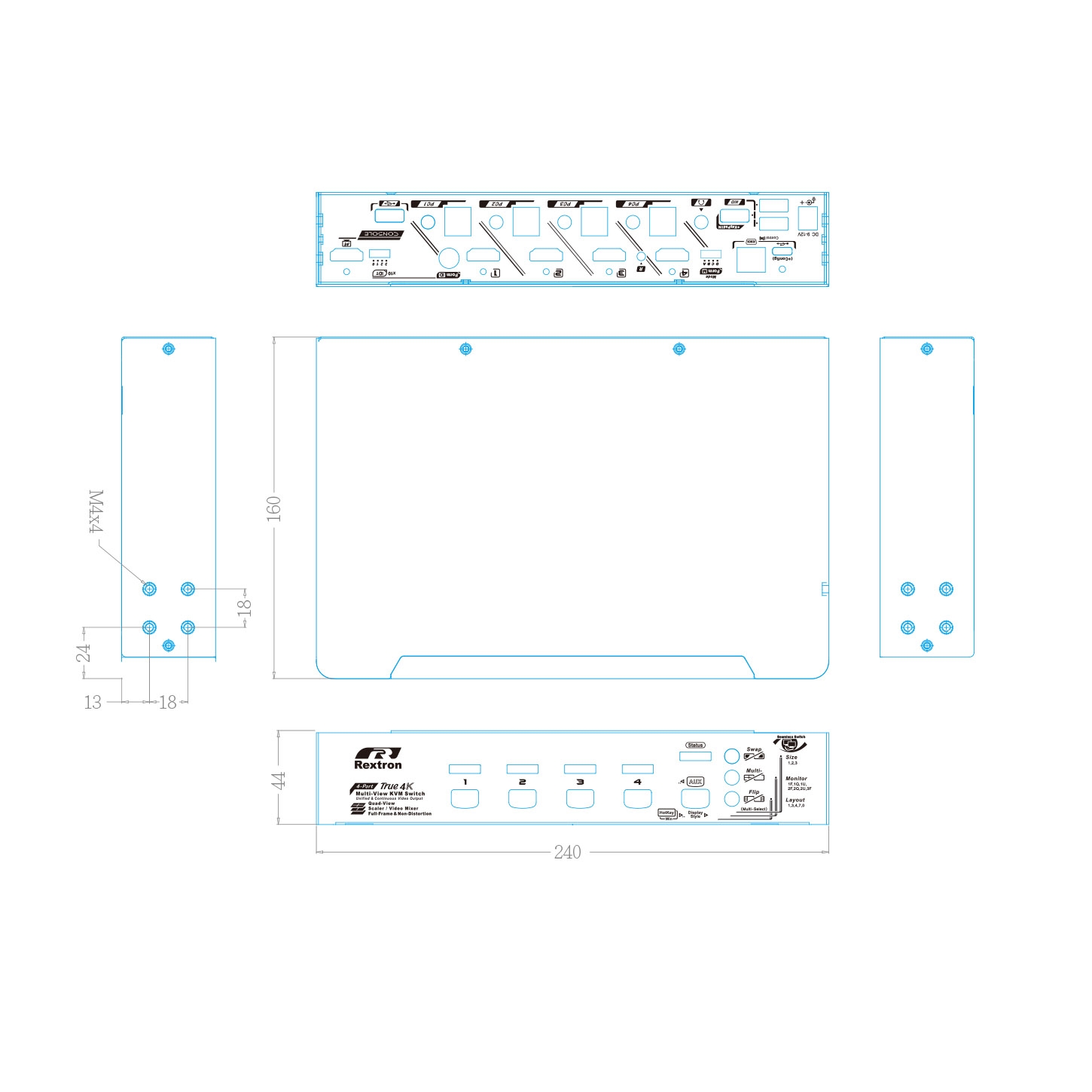 4K HDMI 2.0 Quad-View KVM Switch | Mechanic